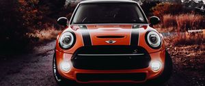 Preview wallpaper mini cooper s, mini cooper, car, headlight, glow