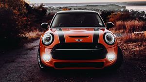 Preview wallpaper mini cooper s, mini cooper, car, headlight, glow