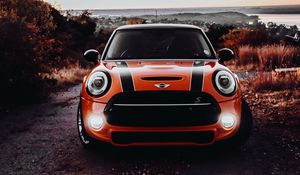 Preview wallpaper mini cooper s, mini cooper, car, headlight, glow