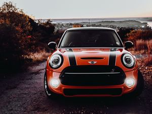 Preview wallpaper mini cooper s, mini cooper, car, headlight, glow