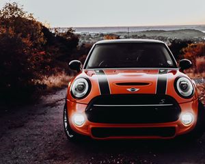 Preview wallpaper mini cooper s, mini cooper, car, headlight, glow