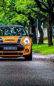 Preview wallpaper mini cooper s, mini cooper, car, front view, yellow