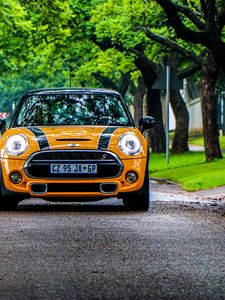 Preview wallpaper mini cooper s, mini cooper, car, front view, yellow