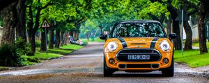 Preview wallpaper mini cooper s, mini cooper, car, front view, yellow