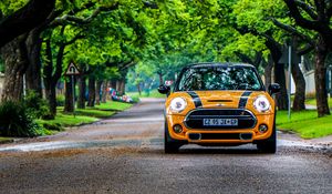 Preview wallpaper mini cooper s, mini cooper, car, front view, yellow