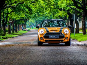 Preview wallpaper mini cooper s, mini cooper, car, front view, yellow