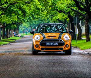 Preview wallpaper mini cooper s, mini cooper, car, front view, yellow