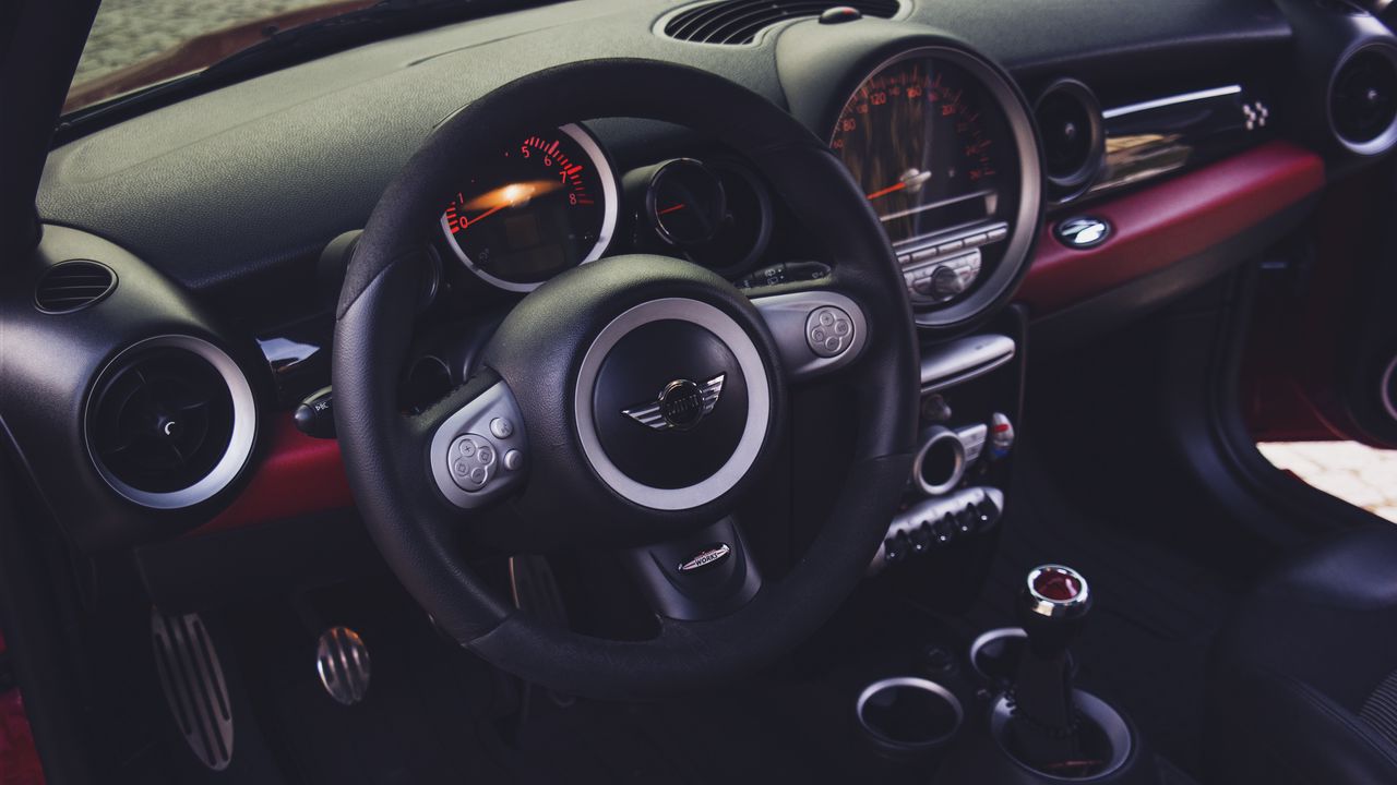 Wallpaper mini cooper, steering wheel, car interior