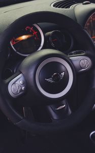 Preview wallpaper mini cooper, steering wheel, car interior