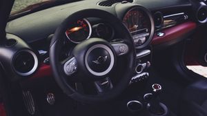 Preview wallpaper mini cooper, steering wheel, car interior
