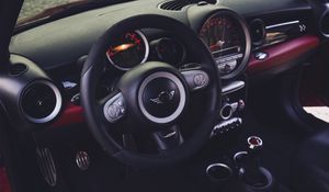 Preview wallpaper mini cooper, steering wheel, car interior