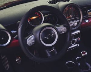 Preview wallpaper mini cooper, steering wheel, car interior