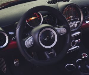 Preview wallpaper mini cooper, steering wheel, car interior