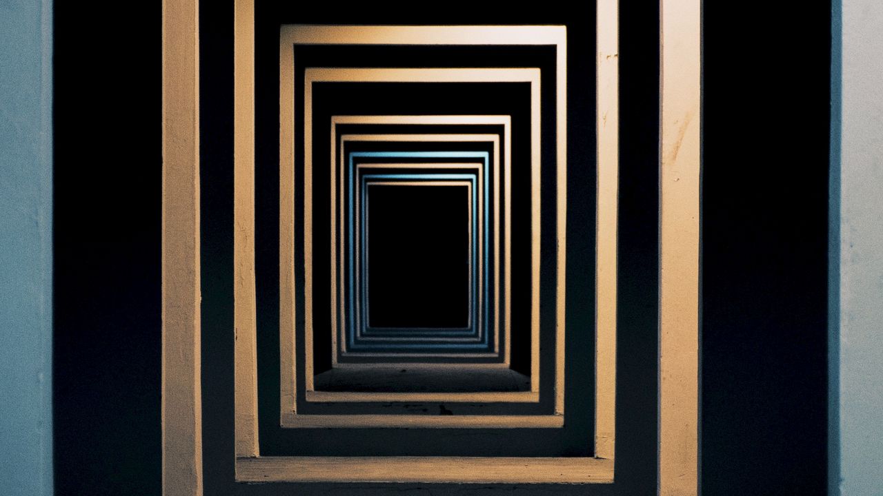 Wallpaper minimalism, symmetry, space, squares, entrance, deepening