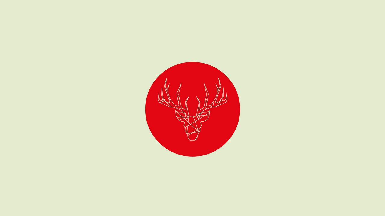 Wallpaper minimalist, circle, deer, art