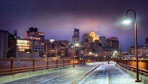 Preview wallpaper minnesota, horizon, united states, snow, winter, bridge