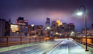 Preview wallpaper minnesota, horizon, united states, snow, winter, bridge