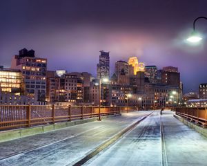 Preview wallpaper minnesota, horizon, united states, snow, winter, bridge