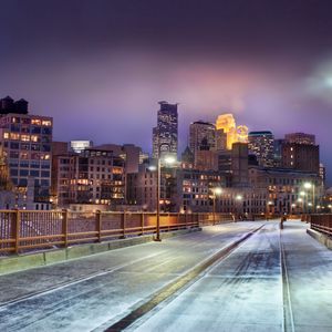 Preview wallpaper minnesota, horizon, united states, snow, winter, bridge