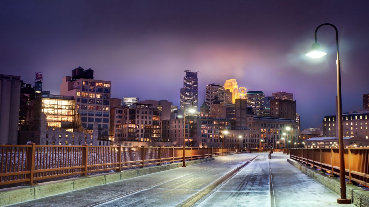 Wallpaper minnesota, horizon, united states, snow, winter, bridge hd ...