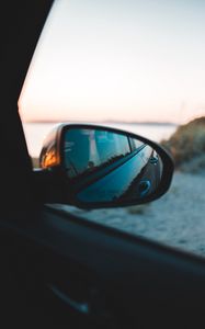 Preview wallpaper mirror, reflection, car, dusk