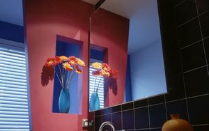 Preview wallpaper mirror, vase, flowers, bathroom