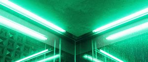 Preview wallpaper mirrors, lamps, reflection, neon, green, dark