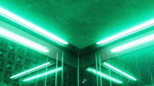 Preview wallpaper mirrors, lamps, reflection, neon, green, dark