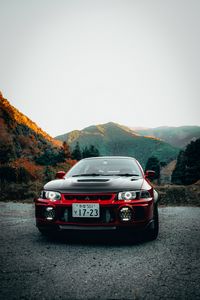 Preview wallpaper mitsubishi lancer evolution, mitsubishi, car, red, black, front view