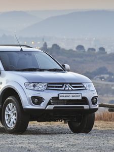 Preview wallpaper mitsubishi pajero, mitsubishi, cars, gray, new, 2014