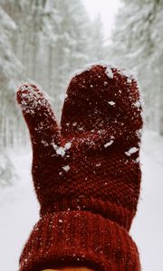 Preview wallpaper mitten, hand, snow, winter