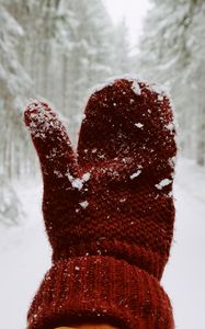 Preview wallpaper mitten, hand, snow, winter