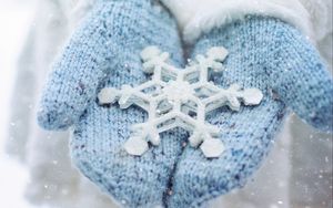 Preview wallpaper mittens, snowflake, winter