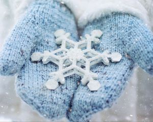 Preview wallpaper mittens, snowflake, winter