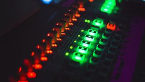 Preview wallpaper mixing console, backlight, dj, electronic device, glare