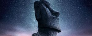 Preview wallpaper moai, statue, idol, easter island, starry sky
