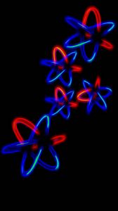 Preview wallpaper molecules, atoms, neon, compounds, blue, red