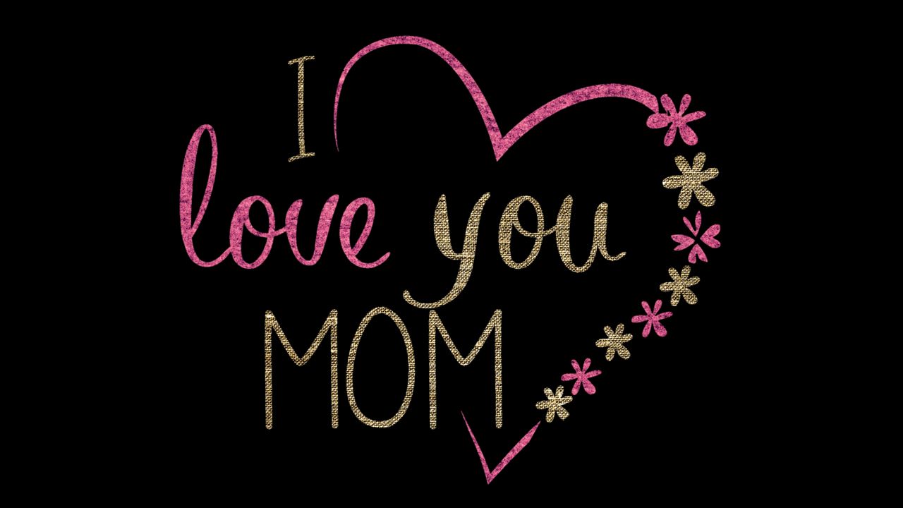 Wallpaper mom, love, heart, inscription, flowers