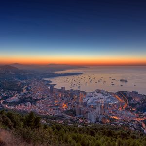 Preview wallpaper monaco, city, view from the top, sky