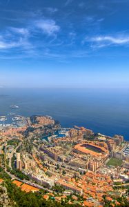 Preview wallpaper monaco, monte carlo, sky, sea, space, landscape, skyline, harbor, nature