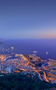 Preview wallpaper monaco, night, city, lights, panorama