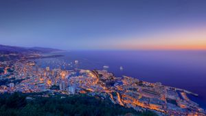 Preview wallpaper monaco, night, city, lights, panorama