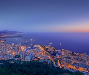 Preview wallpaper monaco, night, city, lights, panorama