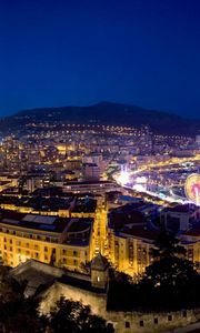 Preview wallpaper monaco, night, home, port, boats, mountains