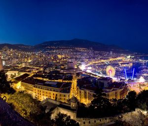 Preview wallpaper monaco, night, home, port, boats, mountains