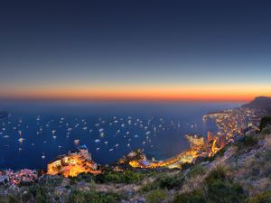 Preview wallpaper monaco, yacht show 2014, night, view from above