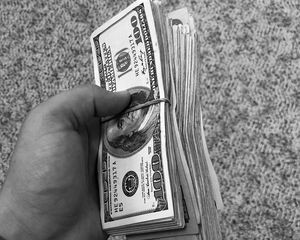 Preview wallpaper money, bills, bw, hand