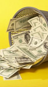 Preview wallpaper money, bucket, yellow, debris