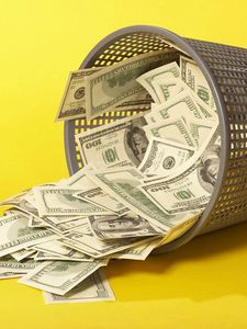 Preview wallpaper money, bucket, yellow, debris