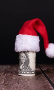 Preview wallpaper money, dollars, hat, new year, christmas